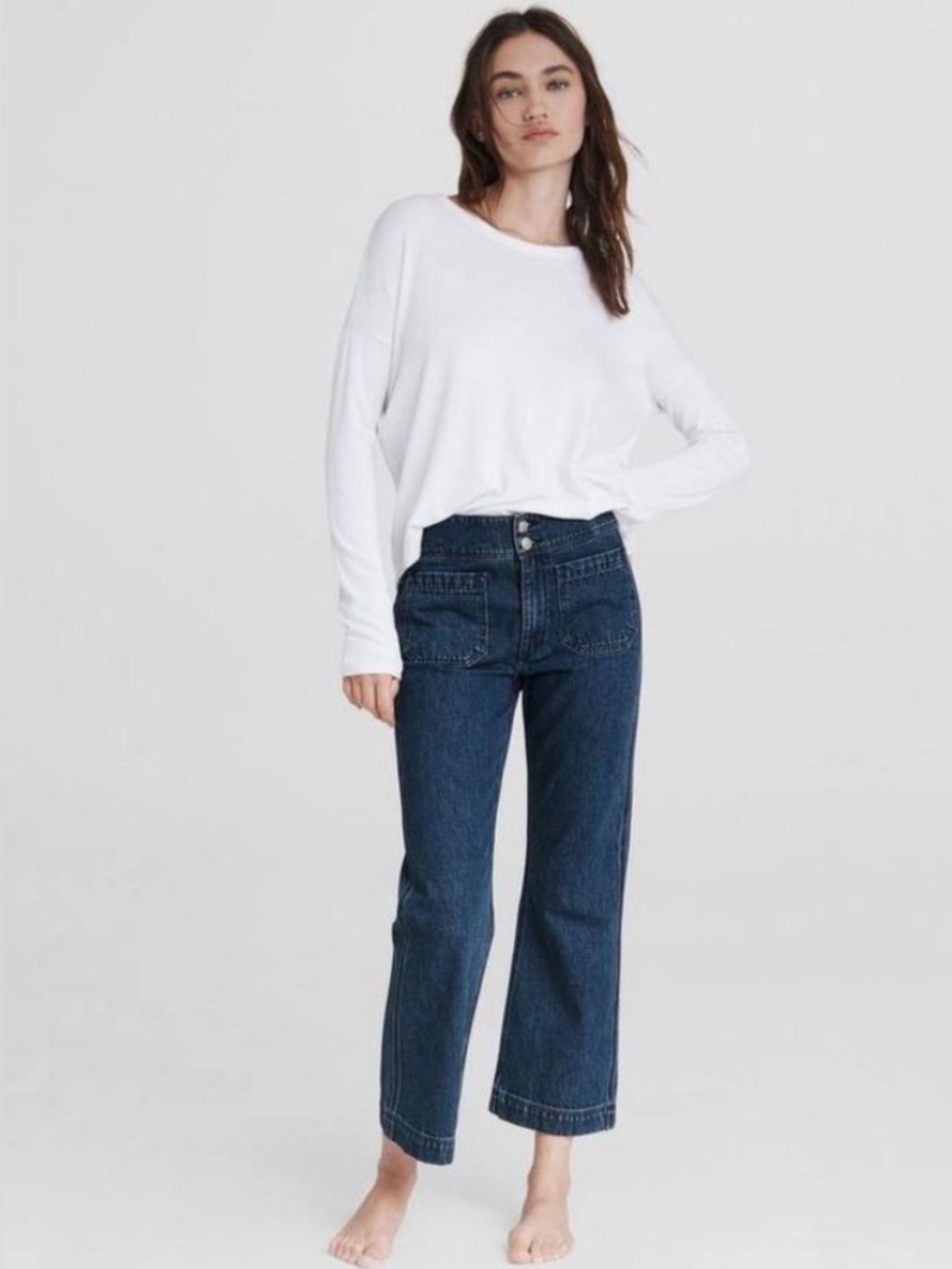 Rag & Bone Size 25 Naval Crop Sailor Jeans Jeans Pearson Dark Wash 100% Cotton